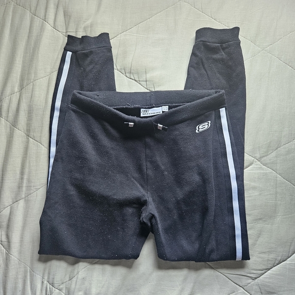SKECHERS Girls Jogger Sweatpants Black White XL 14-16 - Picture 2 of 5